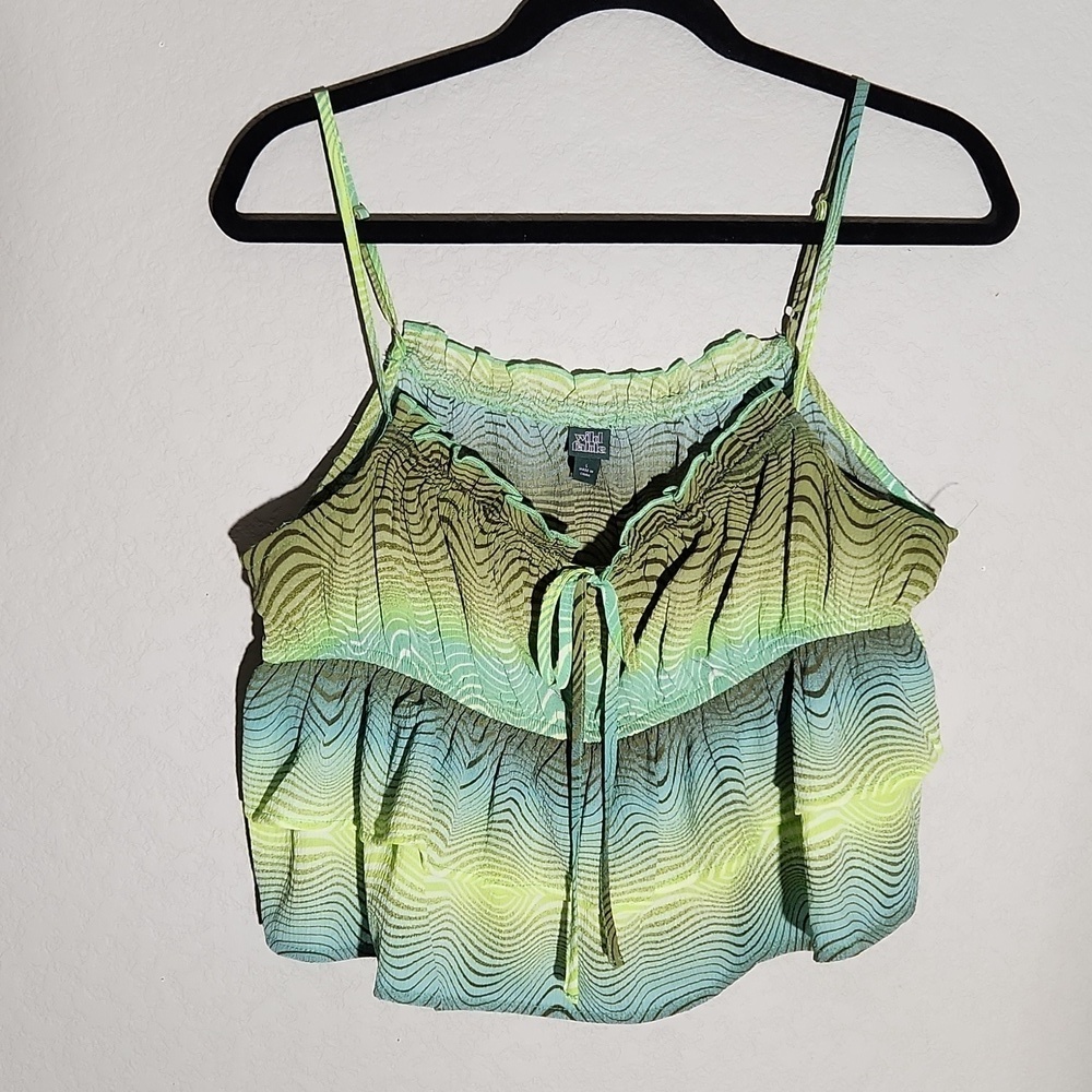 Wild Fable Camisol Womens Large Crop Top Green White Juniors